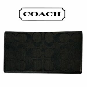 Coach Black Jacquard Signature Slim‎ Bifold Checkbook Cover